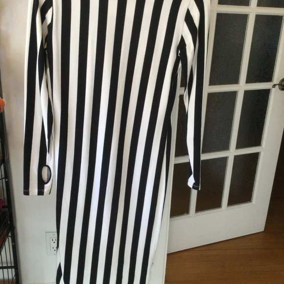 JUST FEMALE black/white stripes dress  - NEW - Picture 2 of 6